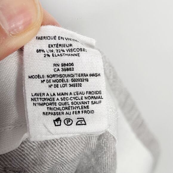 Theory Womens 0 Northsound Caliver High Waisted Linen Blend Pants Gray Cropped - Picture 12 of 12